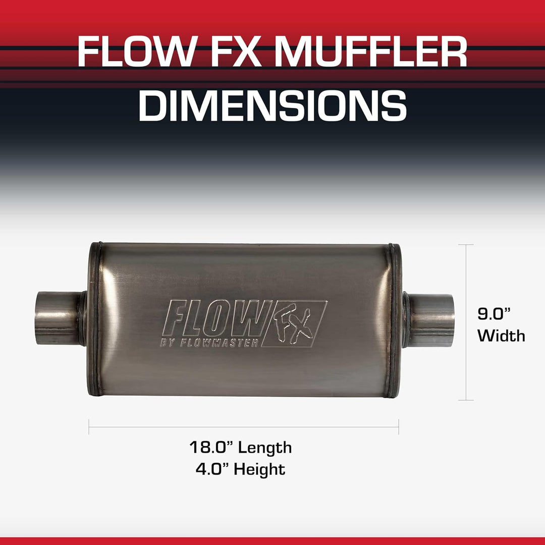 Flowmaster Flow FX Schalldämpfer - 7.6 cm Center In / 7.6 cm Center Out - Moderater Klang - Edelstah