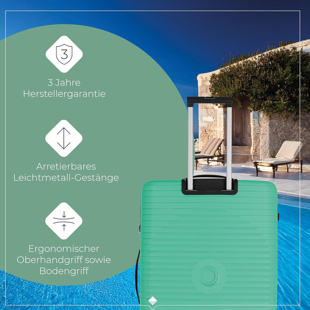 Travelite Hartschalen Koffer mittelgross erweiterbar, 4 Rollen, ORBITA, Trolley mit bruchsicherer Sc