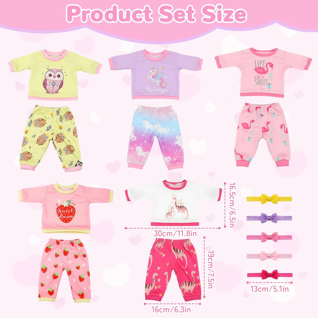 5 Sets Baby Kleidung für 14-18Zoll Baby Puppen, Puppenkleidung Outfits mit 5 Sets mit niedlichen Tie