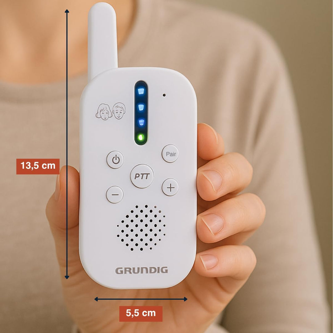 Grundig DECT Audio-Babyphone – Babyfon mit 150 m Reichweite – Eltern-Kind-Einheit – mit LED-Tonanzei