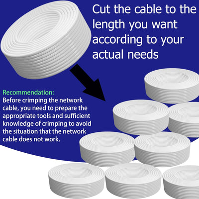 Ethernet Kabel Cat 6 50m Lan Kabel Outdoor Netzwerkkabel Weiss Verlegekabel Ungeschirmte Twisted Pai