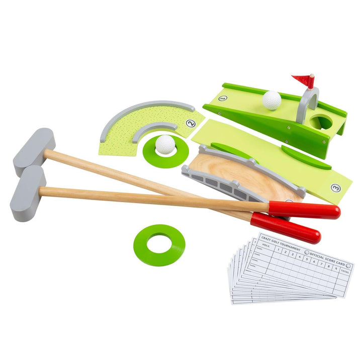 Bigjigs Toys, Crazy Golf Set, Wooden Toys, Mini Golf, Kids Golf Set, Crazy Golf Set for Kids, Garden