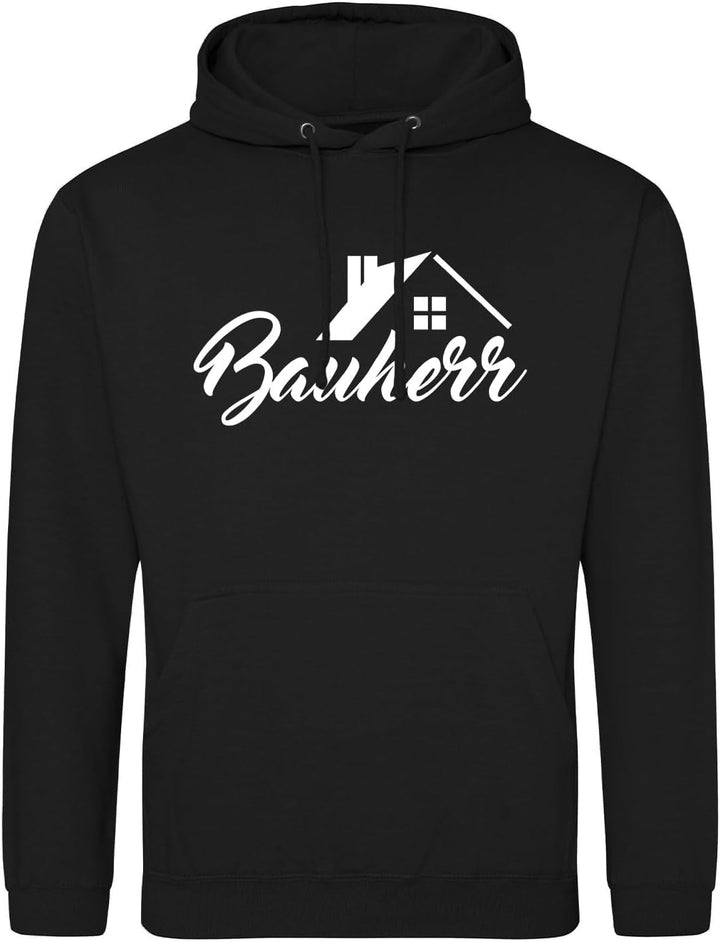 huuraa Unisex Hoodie Bauherr Schriftzug Pullover Vegan Grösse S-3XL mit Motiv für Hausbesitzer Gesch