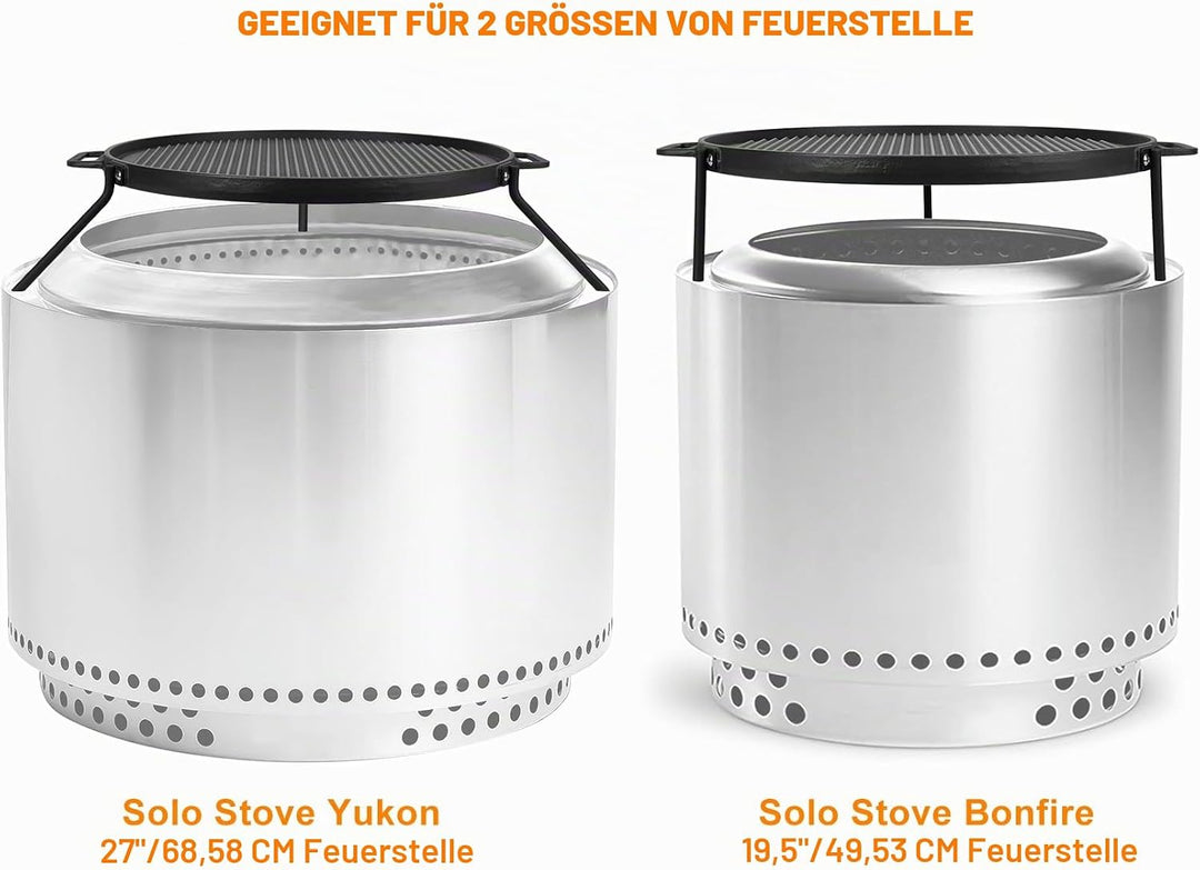 Onlyfire Gusseisen Grillrost mit Abnehmbar Standfuss, Grillplatte für Solo Stove Bonfire und Yukon F