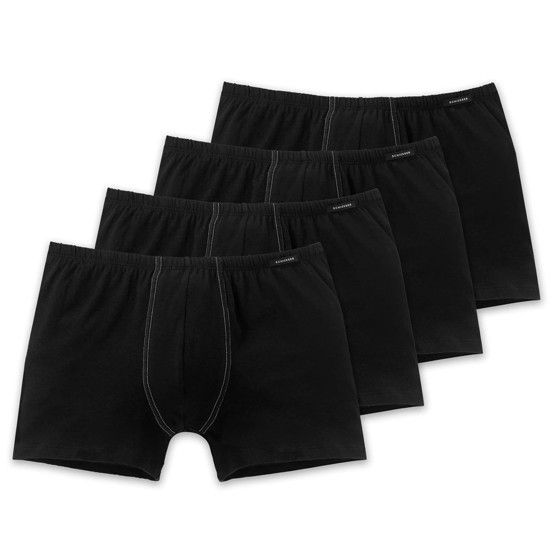 Schiesser Herren 2 PACK Boxershorts mit weichem Bund - Essentials S 4 X Schwarz, S 4 X Schwarz