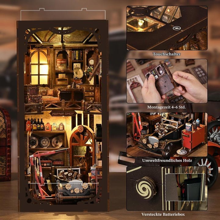 Book Nook Kit, DIY Miniatur Haus Puppenhaus Bausatz Bücherregal Deko für Jugendliche und Erwachsene（