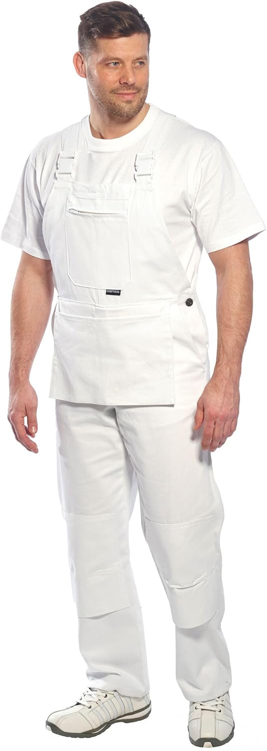 Portwest Maler-Latzhose Bolton, Grösse: XXXL, Farbe: Weiss, S810WHRXXXL 3XL Weiss, 3XL Weiss