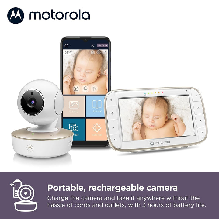 Motorola Nursery VM855 Connected WIFI Babyphone - mit Motorola Nursery App und 5-Zoll Elterneinheit