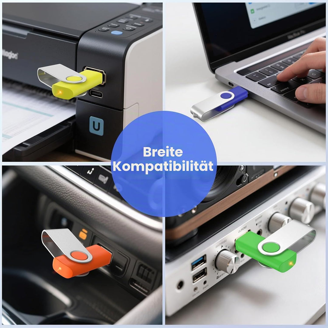 ABLAZE 20 Stück 128MB USB-Stick 10 Farben USB-Flash-Laufwerke Bulk USB 2.0 Memory Sticks (128MB, 20