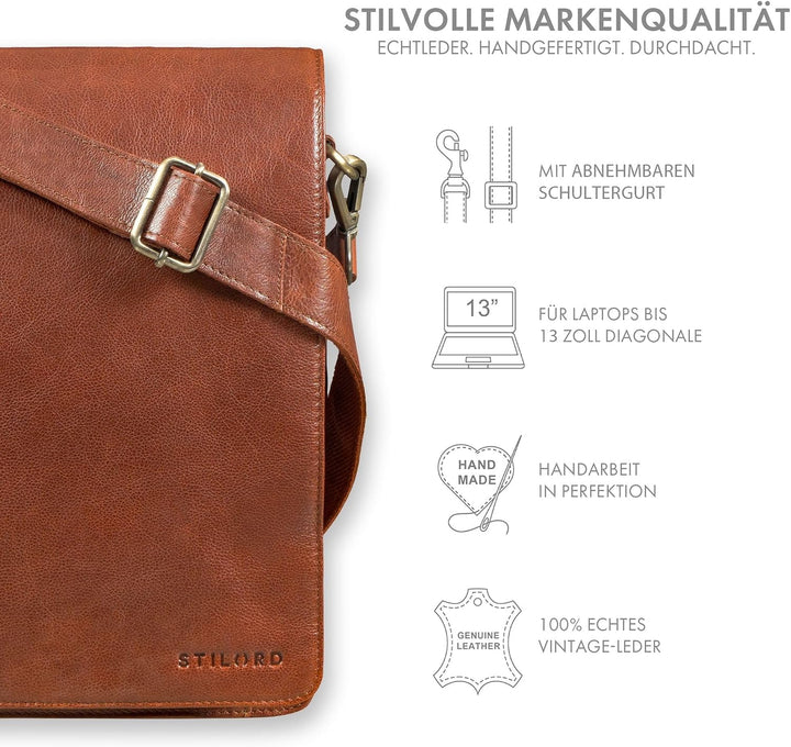 STILORD "Oxford Vintage Umhängetasche Leder Herren für 13 Zoll Tablet MacBooks und iPad Schultertasc
