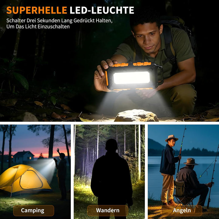Solar Powerbank 10000mAh PD 22,5W Tragbares Solar Ladegerät USB C Outdoor Wasserdicht Externer Akku