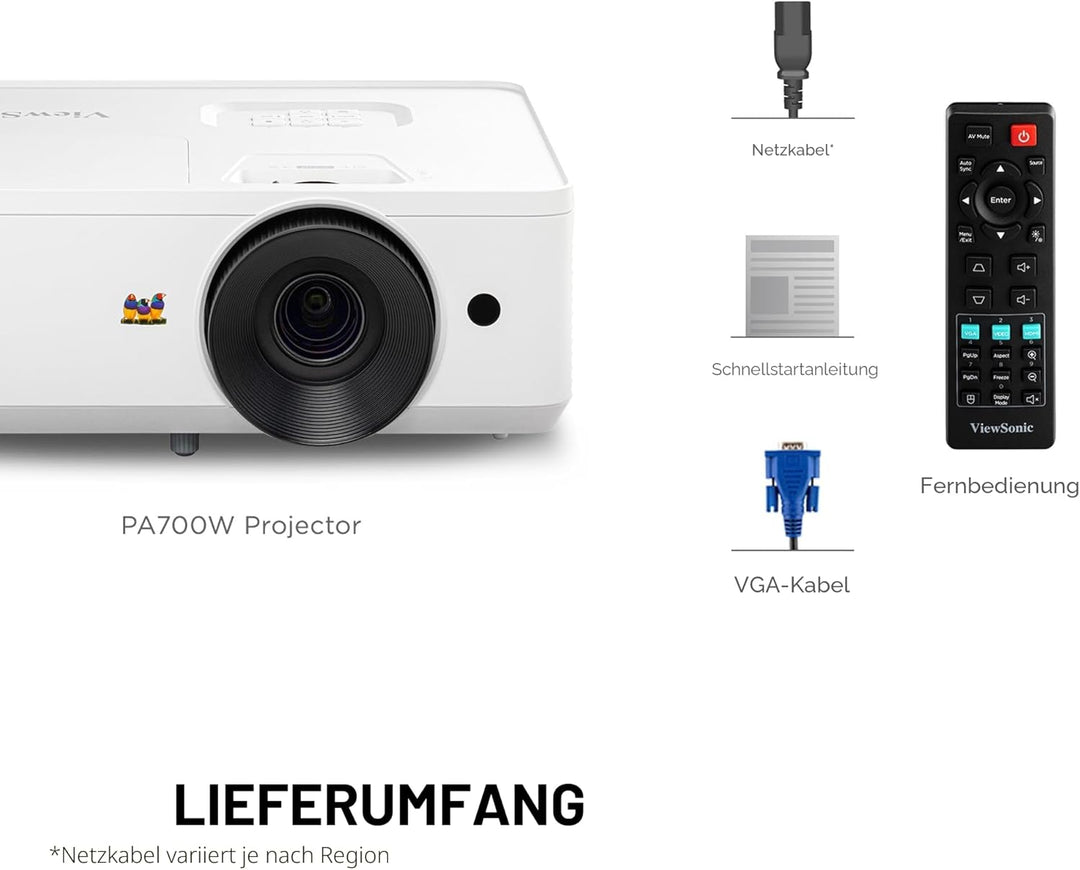 ViewSonic PA700W 4.500 ANSI Lumen WXGA Business & Bildung Projektor, Dual HDMI, USB Typ A WXGA (1280