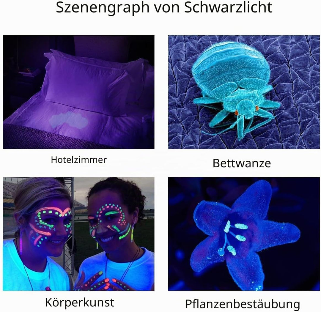 TATTU U3 UV Taschenlampe Wiederaufladbare 395nm Schwarz Licht, 10W Schwarzlicht LED Lampe mit Micro
