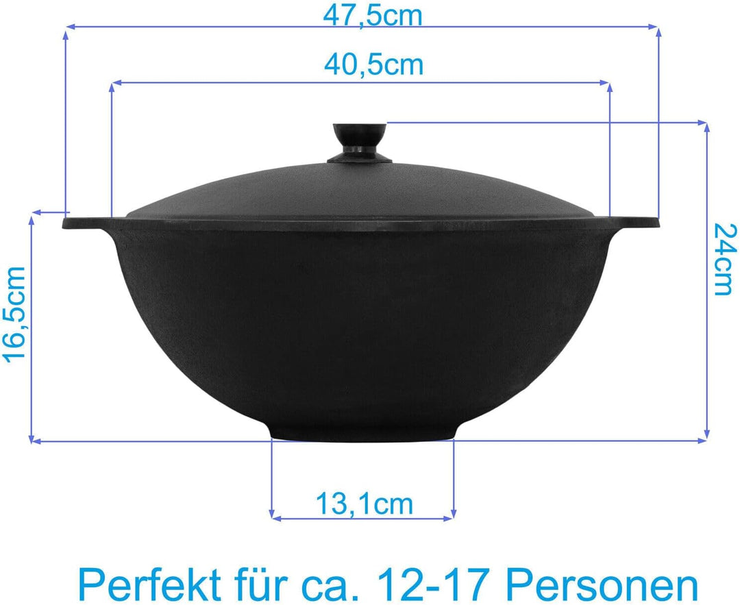 Kazan aus Gusseisen 12 L mit Schaumkelle NAMANGAN Kasan Uzbekisch mit Deckel Cast Iron KESSEL Uzbek