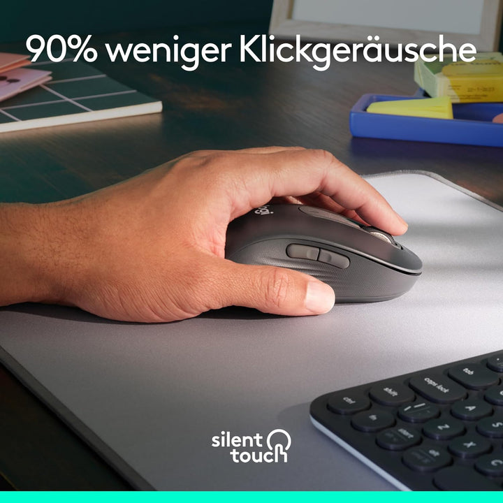 Logitech Signature M650 L Left Kabellose Maus - für grosse linke Hände, Leise Klicks, Anpassbare Sei