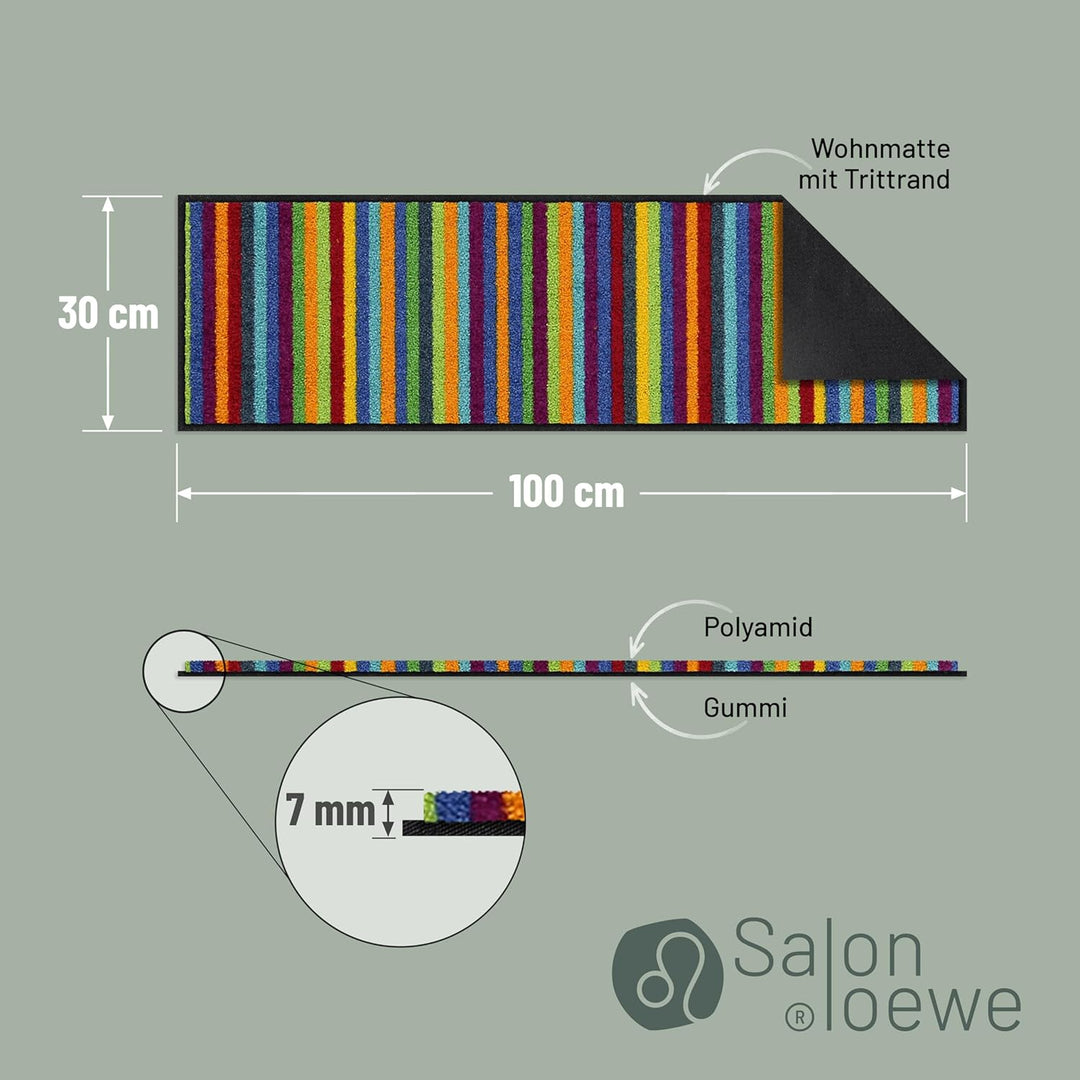 Salonloewe Lund bunt Fussmatte waschbar 030 x 100 cm Fussabtreter Minimatte schmal Schmutzfangmatte