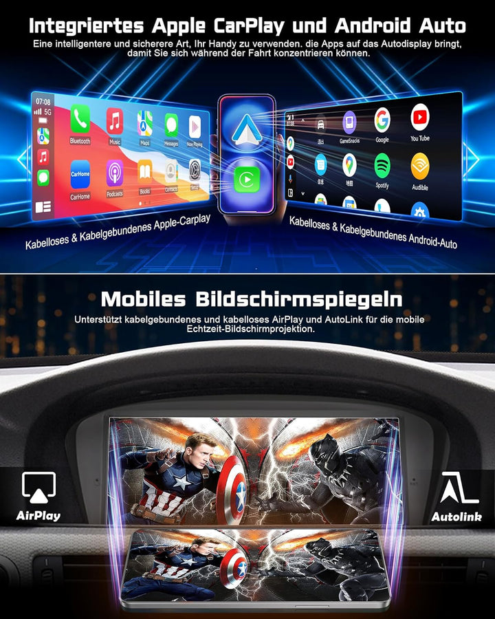 Erisin 8-Kern 4GB+64GB Android 14 Autoradio Bluetooth GPS Navi für VW T5 Multivan Touareg Wireless C