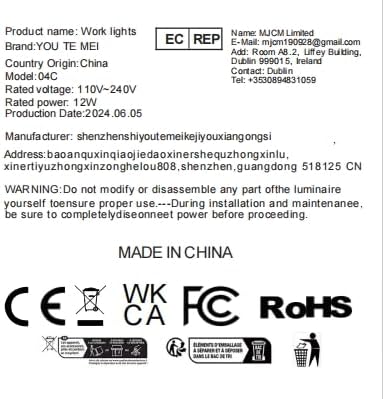 YouTeMei Klemme Arbeitsleuchte 12W Led Maschinenleuchte für Drehmaschine/Cnc/Fräsen/Bohrmaschine/Näh