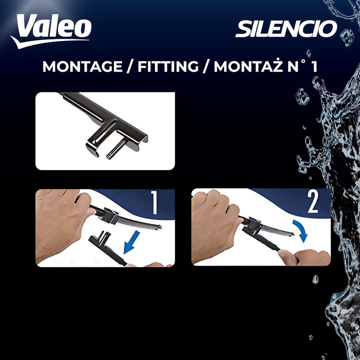 Valeo Silencio VF859 Wischerblatt 577859 Vorderansicht: 650mm / 650mm Menge Set 2 Einheiten (für Fah