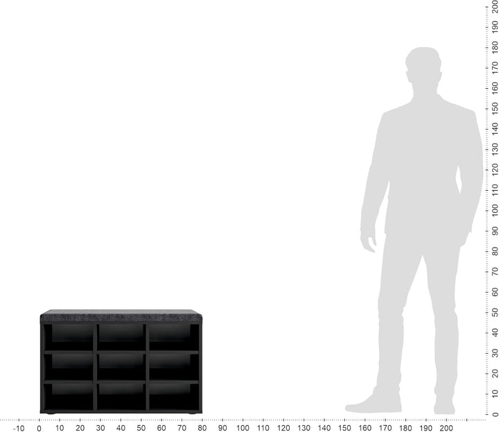 KOMTO Schuhbank mit Sitzfläche - Schuhregal Schwarz 80 x 50 x 30 cm Schuhschrank mit Sitzbank Flur B