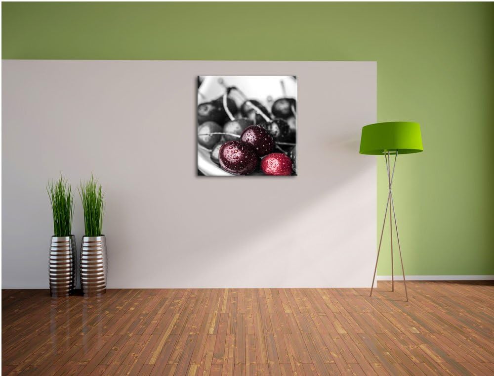 Pixxprint Frische Kirschen in Schlüssel als Leinwandbild Quadratisch/Grösse: 70x70 / Wandbild/Kunstd