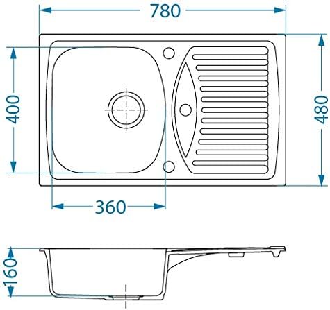 VBChome Spülbecken mit Armatur 78 x 48 cm Beige Drexexcenter Granit Einzelbecken Einbauspüle Abtroff