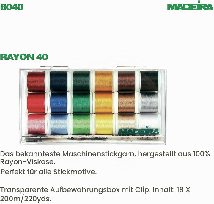 Madeira 25143 Tacony Rayon Gewinde sampler-18 Spulen, 18 Spools, One Size
