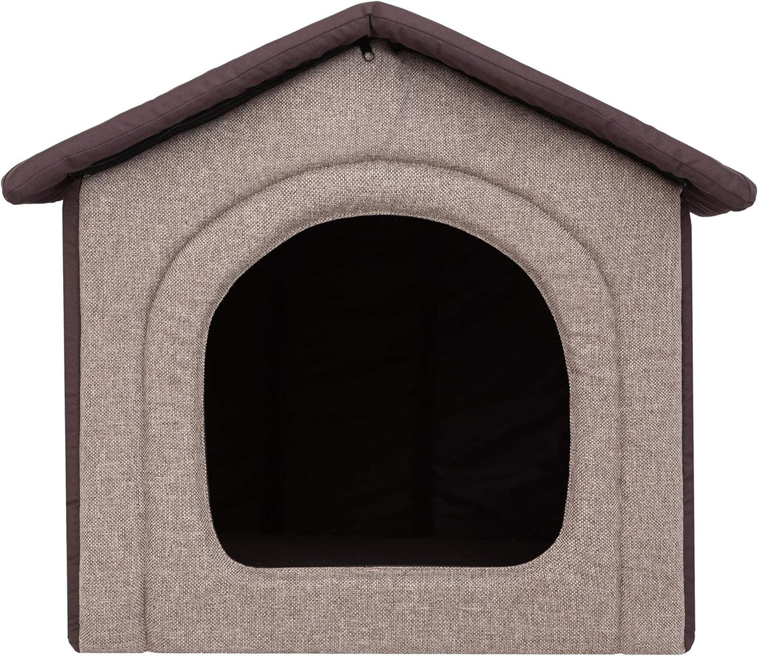 Hundehütte Hundehöhle Hundebett Hundehaus Katzenhöhle mittle L - 52x46 cm Cappuccino mit braun L - 5