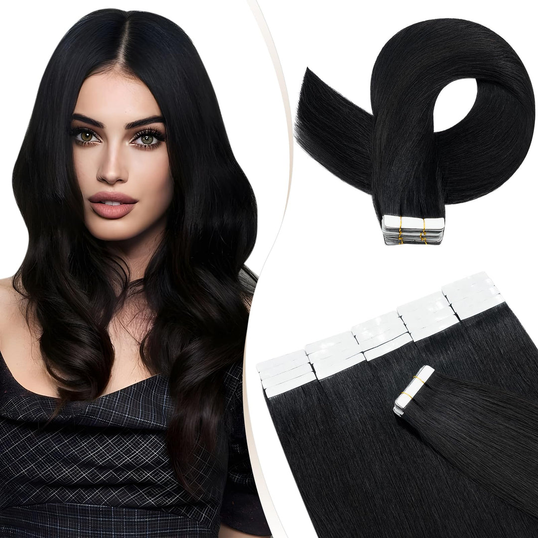 Elailite Tape Extensions Haarverlängerung - 20Stück Tape in Extensions Echthaar - Remy Real Human Ha