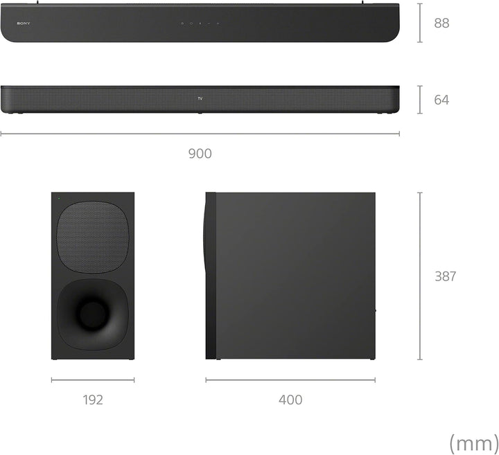 Sony HT-S400 2.1-Kanal 330W Soundbar für TV mit drahtlosem Subwoofer mit Bluetooth Surround Sound, D