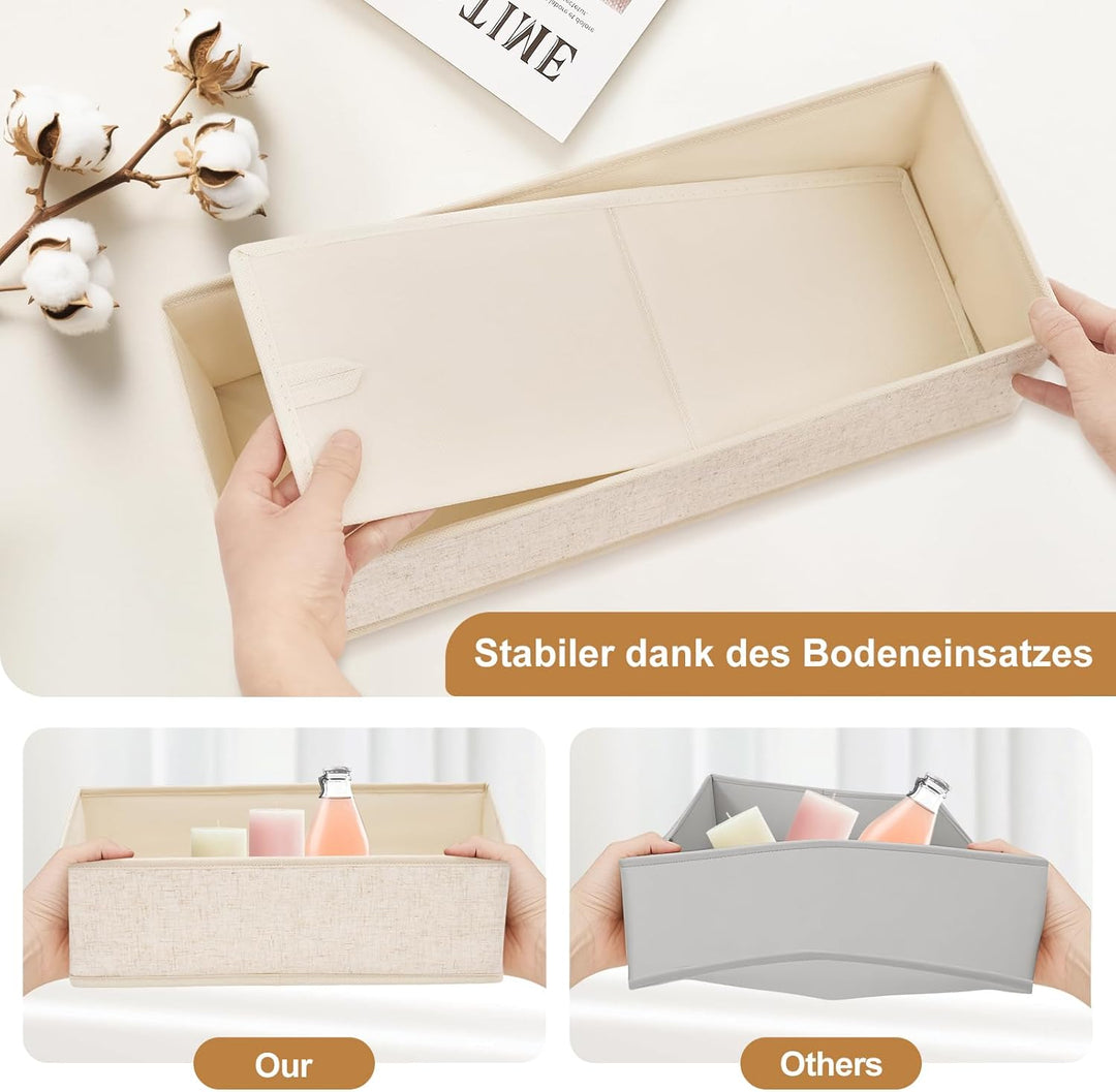 Schubladen Organizer für HEMNES 160 cm Kommode – 4er Set Aus Polyester und Leinen, Waschbar, Beige –