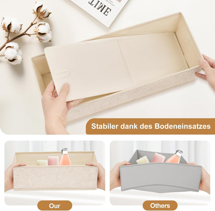 Schubladen Organizer für HEMNES 160 cm Kommode – 4er Set Aus Polyester und Leinen, Waschbar, Beige –