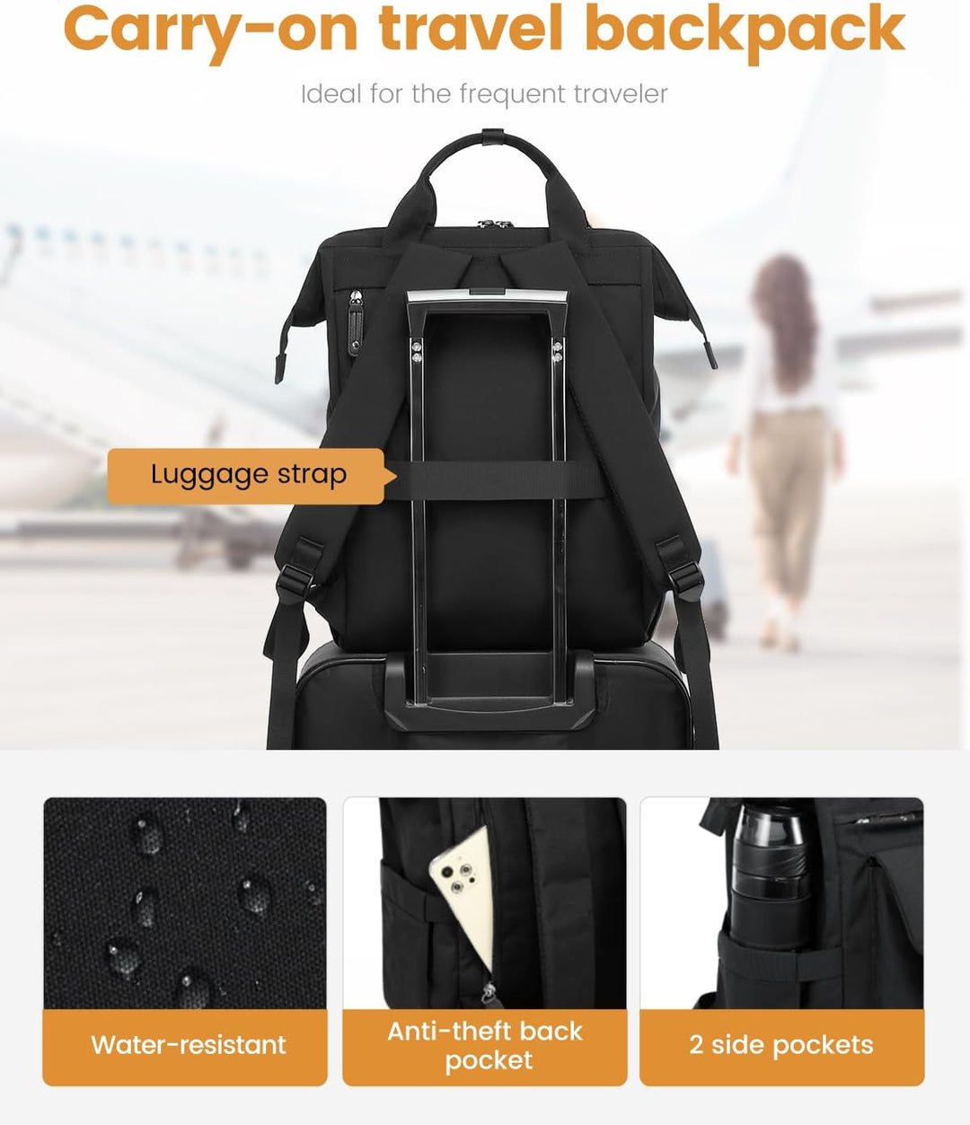 LOVEVOOK Rucksack Damen, Gross Laptop Schulrucksack Mädchen Teenager 17 Zoll mit Datenkabel-Beutel,