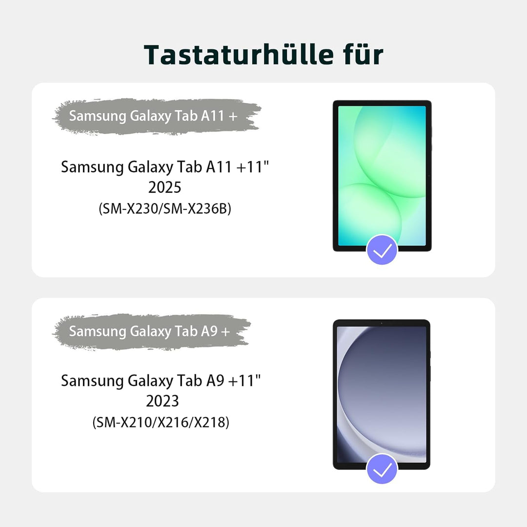 BQSS Hülle für Samsung Galaxy Tab A11 Plus + (2025)/ A9 Plus + (2023)-11 Zoll, Magnetisch Bluetooth
