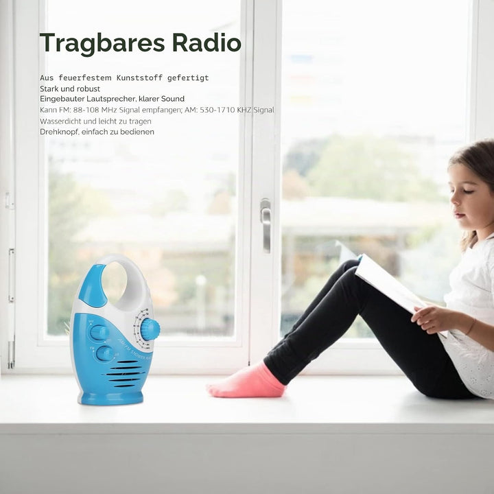 Zunate AM/FM-Radio, Multifunktionales Tragbares Dusche-Badezimmer-hängendes Musikradio Eingebauter L
