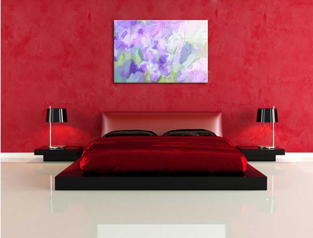 Pixxprint Lilane Lavendelblumen Kunst als Leinwandbild/Grösse: 100x70 cm/Wandbild/Kunstdruck/fertig