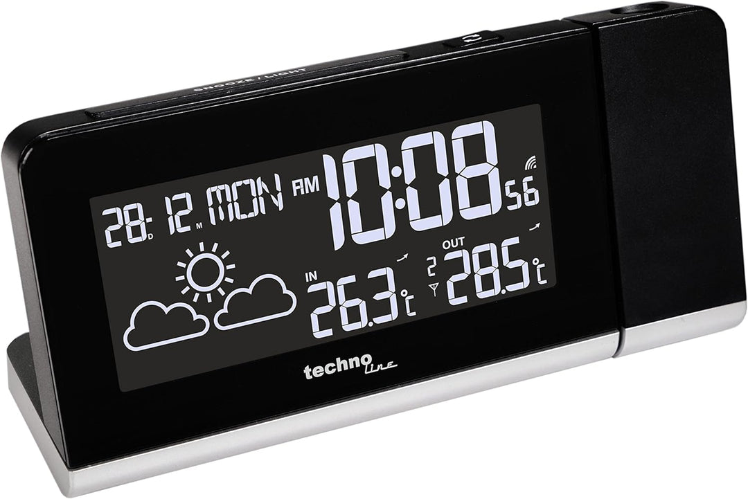 Technoline Projektionswecker WT 539 mit Funkuhr, Innen- /Aussentemperaturanzeige, Wettervorhersage u