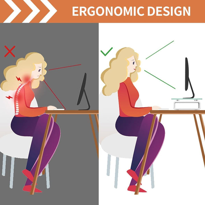 Zwei Monitorständer aus Glas ergonomischer Laptopständer, Bildschirmständer Schwarz, Schwarz