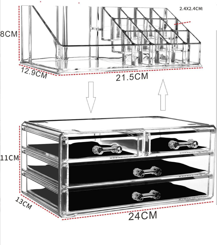 Make-up Organizer, Kosmetik-Organizer Schmuck Aufbewahrungsbox Acryl Cosmetics Lipsticks Halter Box