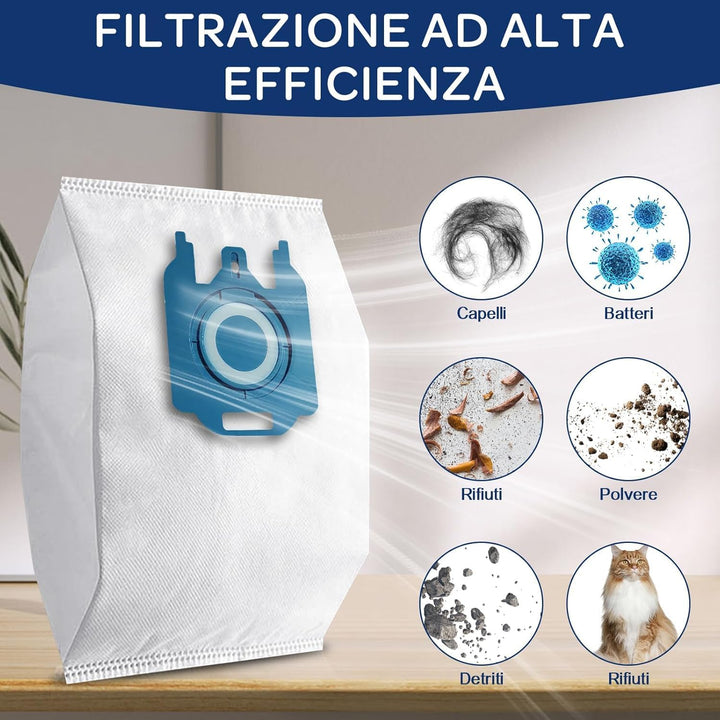 12 Staubsaugerbeutel kompatibel mit Miele GN, 3D Effizienz passend für Classic C1, komplett S2/S5/S8