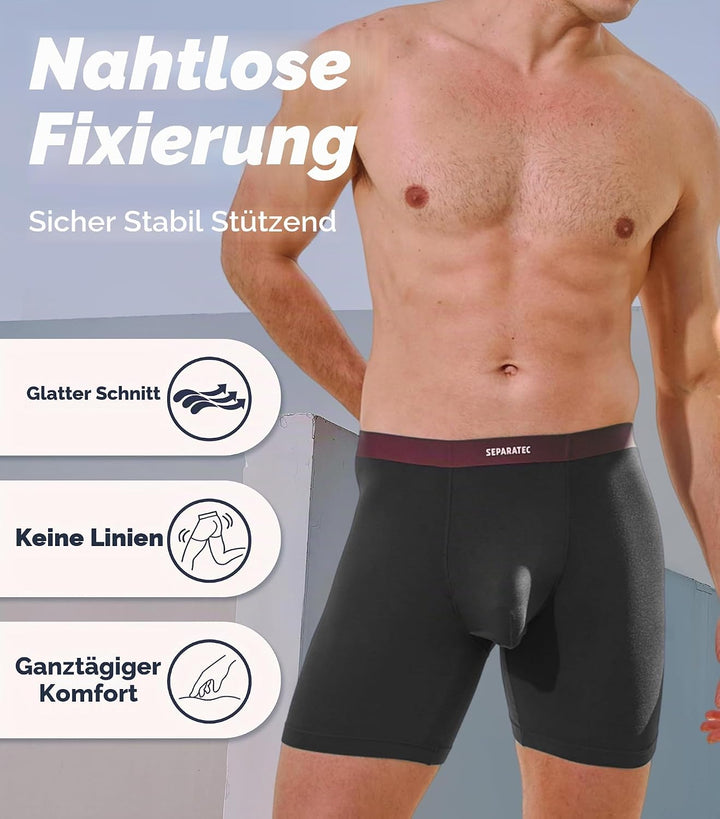Separatec Herren Boxershorts Bambus 4 Pack Unterwäsche Shorts Atmungsaktiv Bequem S Lange:schwarz*4,