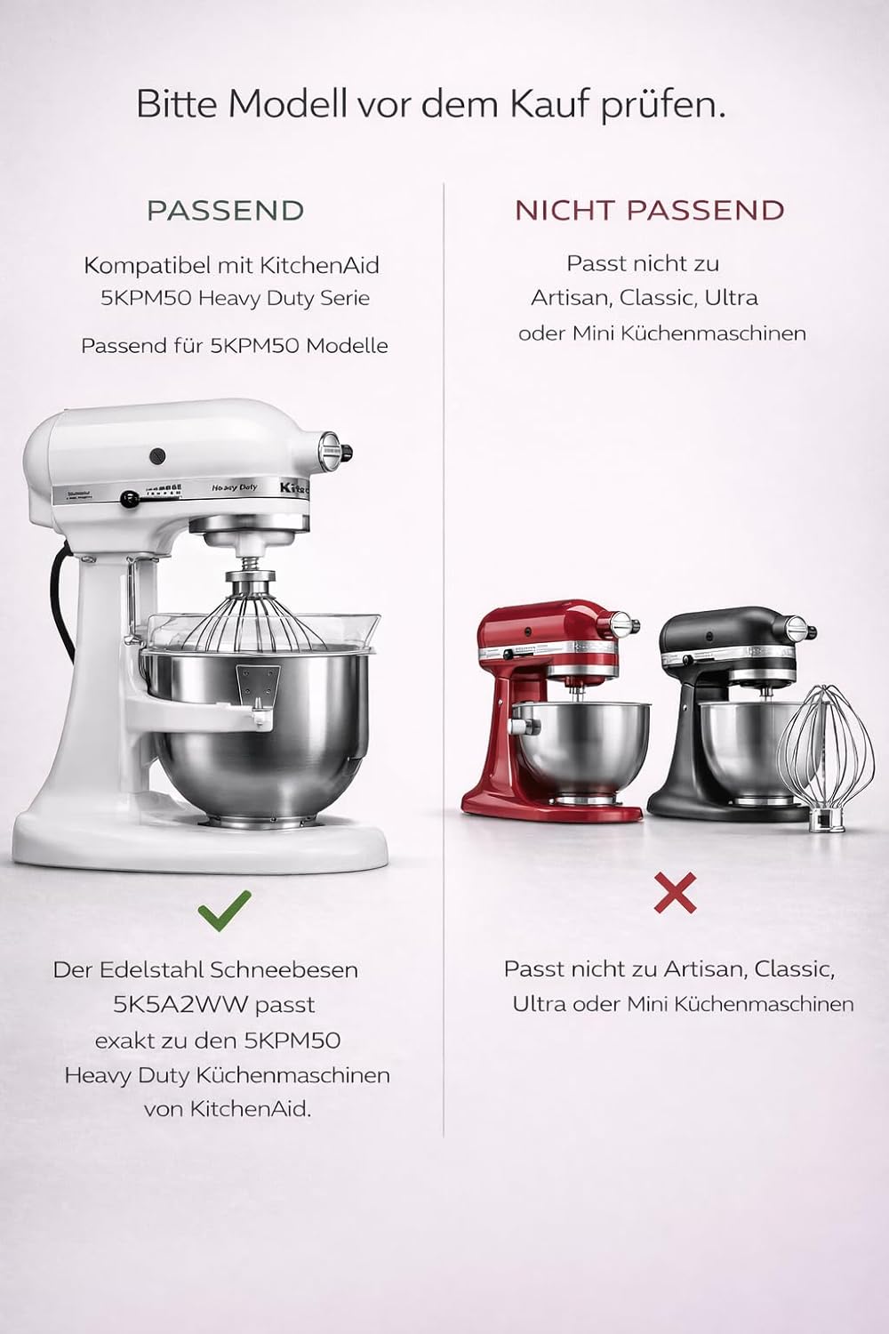 Flachrührer passend für KitchenAid Heavy Duty Küchenmaschinen 5KPM50 – Spülmaschinenfest