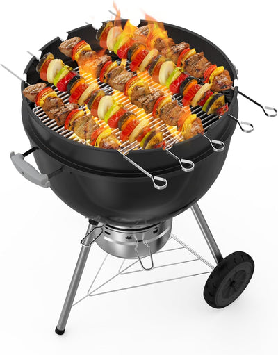 Onlyfire Schaschlik Rotisserie Grillspiess Set, 5 Spiesse mit Grillaufsatz, Schaschlikspiess für 57