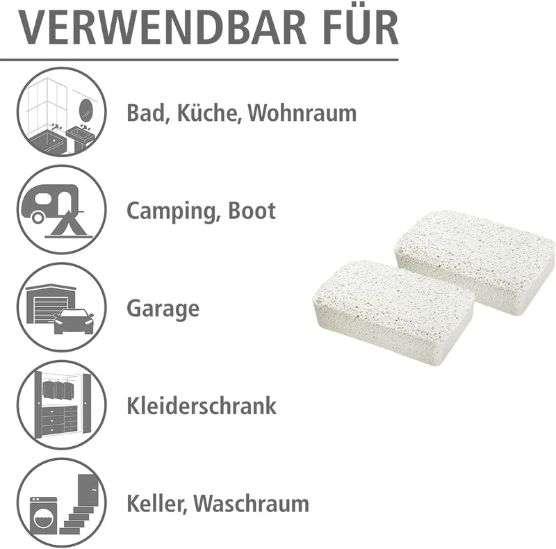 WENKO Nachfüllpack für Feuchtigkeitskiller 2 kg im 2er Set, Granulatblock für Raumentfeuchter, labor