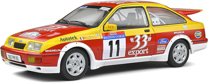 Solido 421181000 1:18 Ford Sierra Cosworth #11 rot/gelb, Modellauto, Die-Cast-Fahrzeug