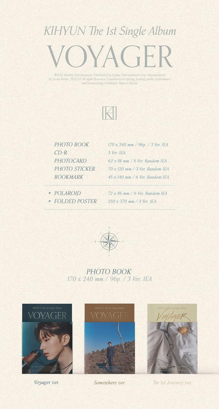 Starship Entertainment KIHYUN MONSTA X - VOYAGER (1st Single Album) CD + Extra Photocards Set (Voyag