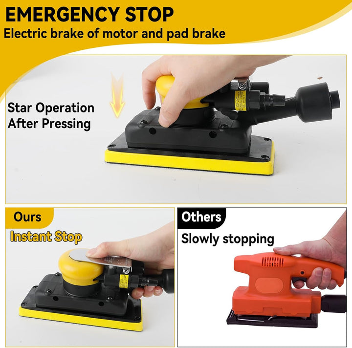 Exzenterschleifer Pneumatische Poliermaschine Set, 10000RPM Pneumatischer Handschleifer 7x20cm Staub