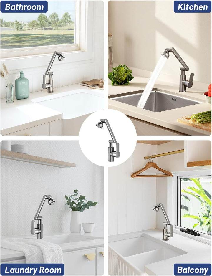 MIDINGCHAI Armatur Bad, Wasserhahn Bad Hoch, 1080 Grad Drehbarer Wasserhahn mit Schlauch, Ideal Stan