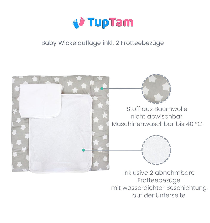 TupTam Wickelauflage inkl. 2 Frotteebezüge Modell MAR02579, Farbe: Igel im Wald/Mint, Grösse: 65 x 7