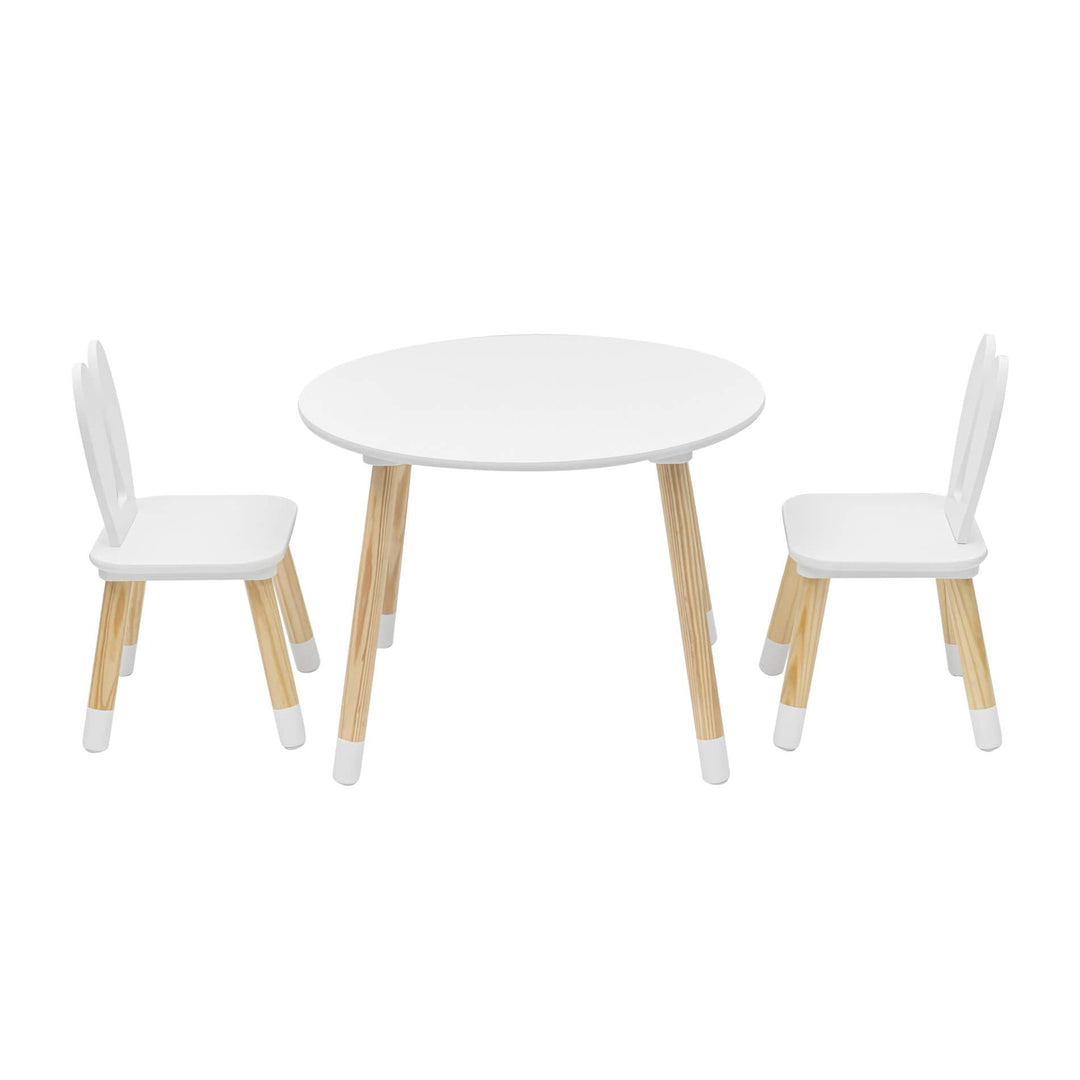 Rebecca Mobili Kindertisch Und Stühle Set, Kindertisch Mit Stühlen, Weiss Braun, MDF Kiefer, Für Kin